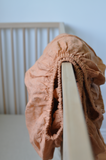 peachy linen fitted cot sheet
